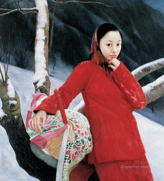 Magpie in Mountain WYD Chinese Girls Oil Paintings